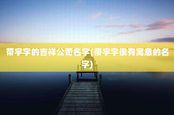 带宇字的吉祥公司名字(带宇字很有寓意的名字)