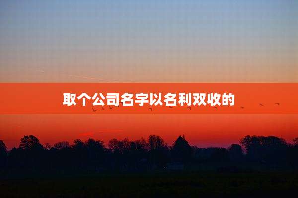 取个公司名字以名利双收的