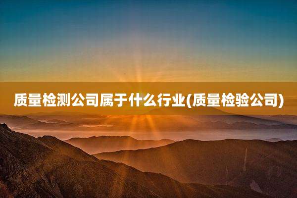 质量检测公司属于什么行业(质量检验公司)