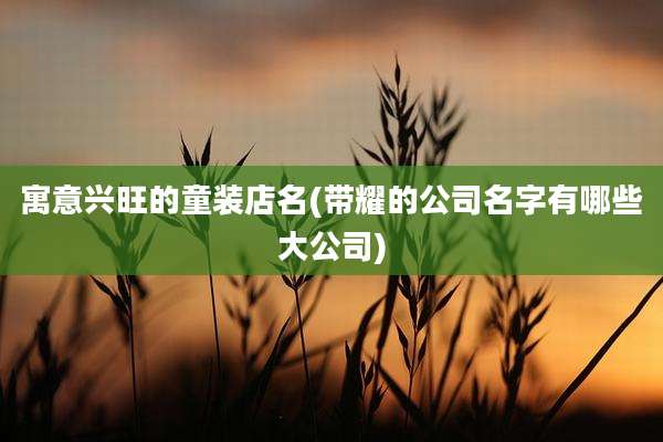寓意兴旺的童装店名(带耀的公司名字有哪些大公司)