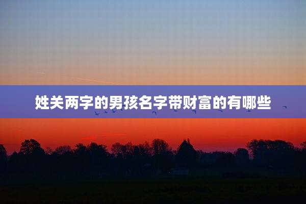 姓关两字的男孩名字带财富的有哪些