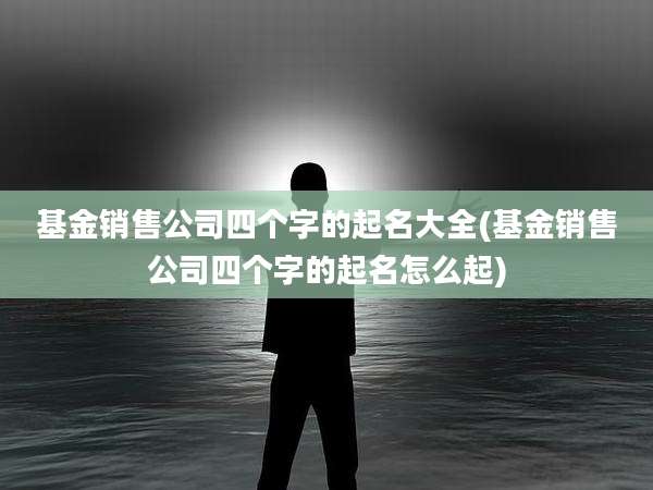 基金销售公司四个字的起名大全(基金销售公司四个字的起名怎么起)
