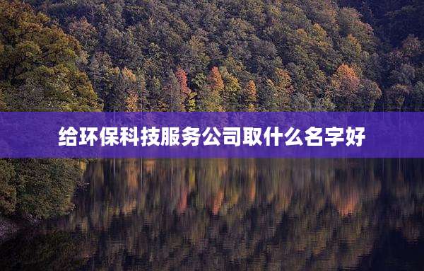 给环保科技服务公司取什么名字好