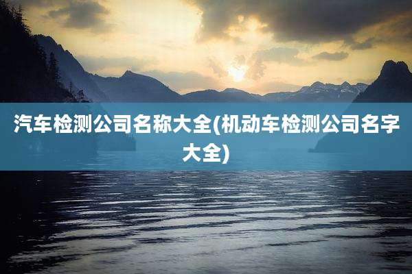 汽车检测公司名称大全(机动车检测公司名字大全)