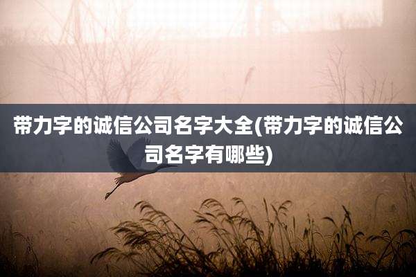带力字的诚信公司名字大全(带力字的诚信公司名字有哪些)