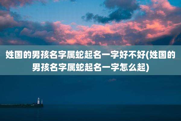 姓国的男孩名字属蛇起名一字好不好(姓国的男孩名字属蛇起名一字怎么起)