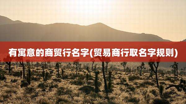 有寓意的商贸行名字(贸易商行取名字规则)