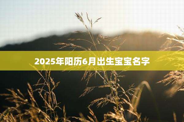 2025年阳历6月出生宝宝名字