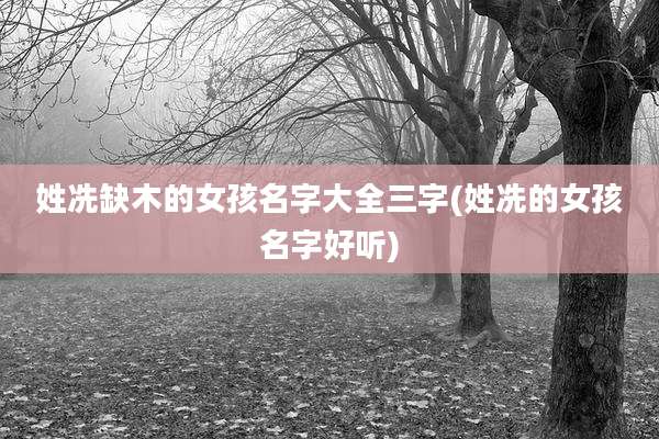 姓冼缺木的女孩名字大全三字(姓冼的女孩名字好听)