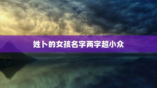 姓卜的女孩名字两字超小众