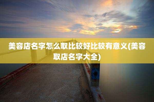 美容店名字怎么取比较好比较有意义(美容取店名字大全)