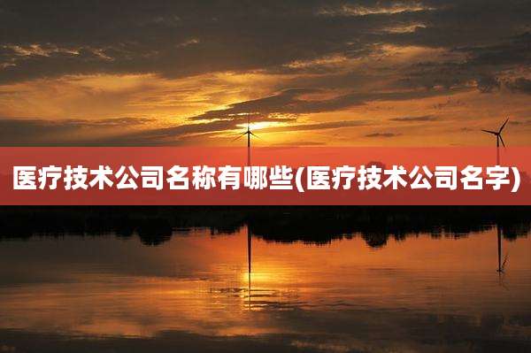 医疗技术公司名称有哪些(医疗技术公司名字)