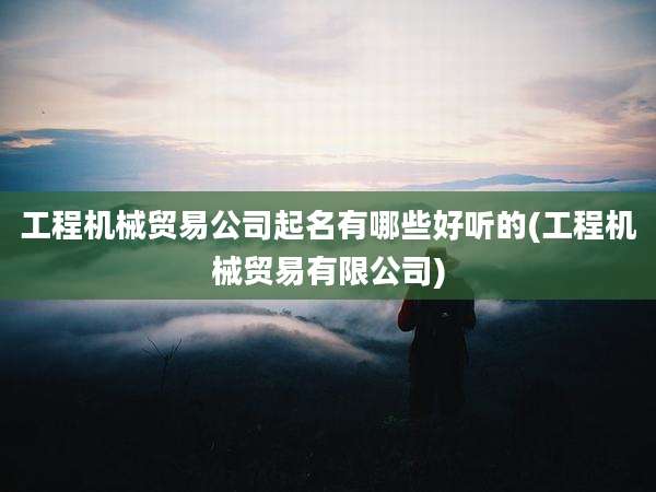 工程机械贸易公司起名有哪些好听的(工程机械贸易有限公司)