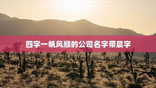 四字一帆风顺的公司名字带晨字