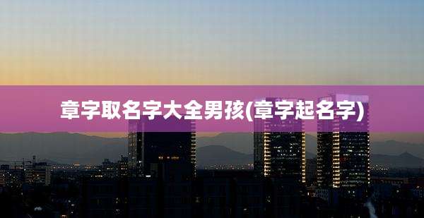 章字取名字大全男孩(章字起名字)