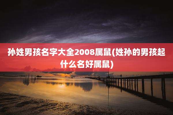 孙姓男孩名字大全2008属鼠(姓孙的男孩起什么名好属鼠)