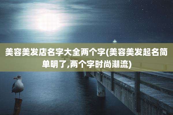 美容美发店名字大全两个字(美容美发起名简单明了,两个字时尚潮流)