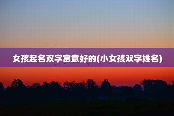 女孩起名双字寓意好的(小女孩双字姓名)