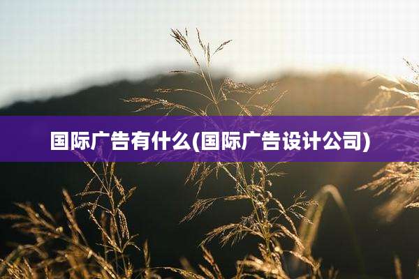 国际广告有什么(国际广告设计公司)