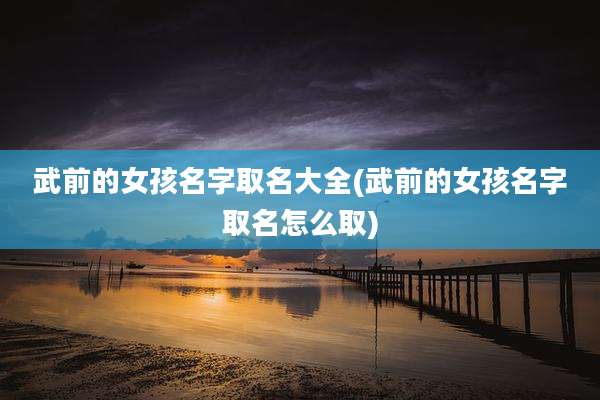 武前的女孩名字取名大全(武前的女孩名字取名怎么取)
