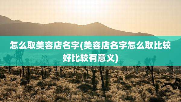 怎么取美容店名字(美容店名字怎么取比较好比较有意义)