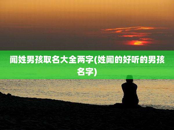 闻姓男孩取名大全两字(姓闻的好听的男孩名字)