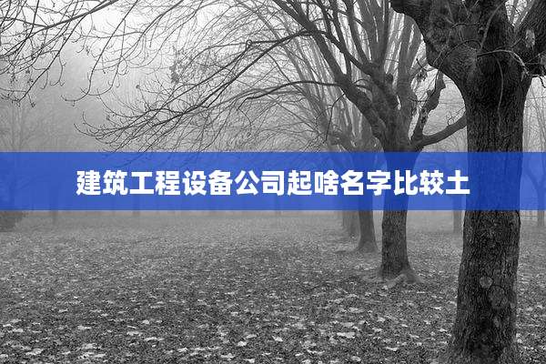 建筑工程设备公司起啥名字比较土