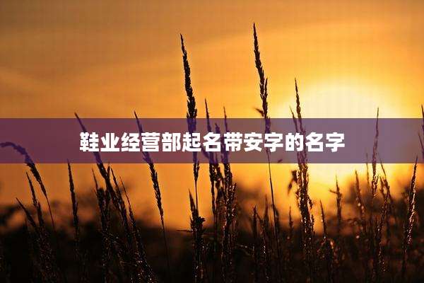 鞋业经营部起名带安字的名字