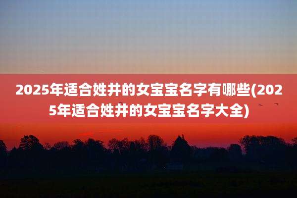 2025年适合姓井的女宝宝名字有哪些(2025年适合姓井的女宝宝名字大全)