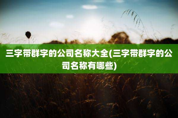 三字带群字的公司名称大全(三字带群字的公司名称有哪些)