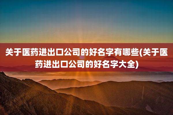 关于医药进出口公司的好名字有哪些(关于医药进出口公司的好名字大全)