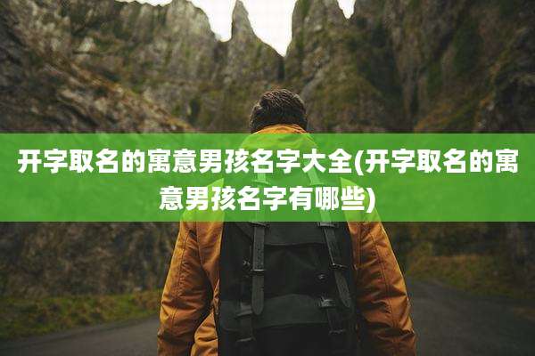 开字取名的寓意男孩名字大全(开字取名的寓意男孩名字有哪些)