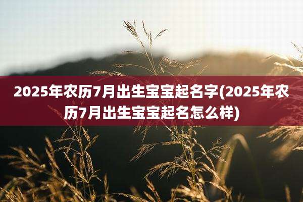 2025年农历7月出生宝宝起名字(2025年农历7月出生宝宝起名怎么样)