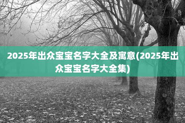2025年出众宝宝名字大全及寓意(2025年出众宝宝名字大全集)