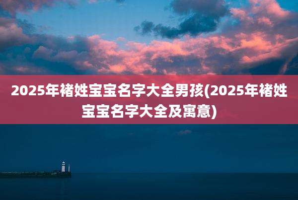 2025年褚姓宝宝名字大全男孩(2025年褚姓宝宝名字大全及寓意)