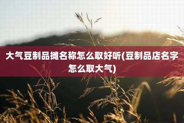 大气豆制品摊名称怎么取好听(豆制品店名字怎么取大气)