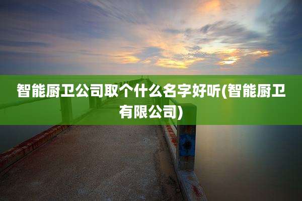 智能厨卫公司取个什么名字好听(智能厨卫有限公司)