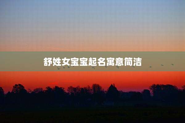 舒姓女宝宝起名寓意简洁