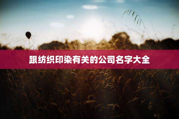 跟纺织印染有关的公司名字大全