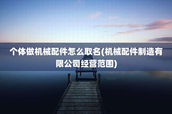 个体做机械配件怎么取名(机械配件制造有限公司经营范围)