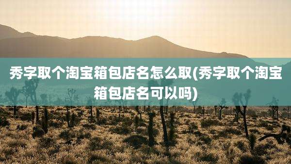 秀字取个淘宝箱包店名怎么取(秀字取个淘宝箱包店名可以吗)