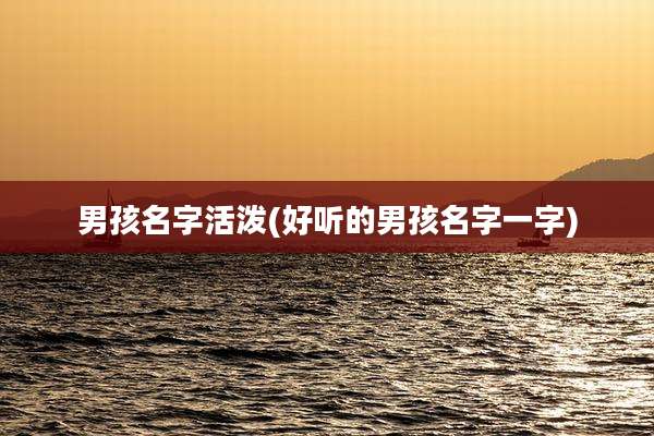 男孩名字活泼(好听的男孩名字一字)