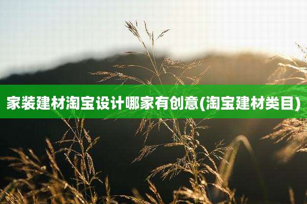 家装建材淘宝设计哪家有创意(淘宝建材类目)