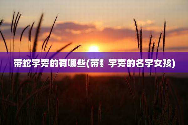 带蛇字旁的有哪些(带钅字旁的名字女孩)