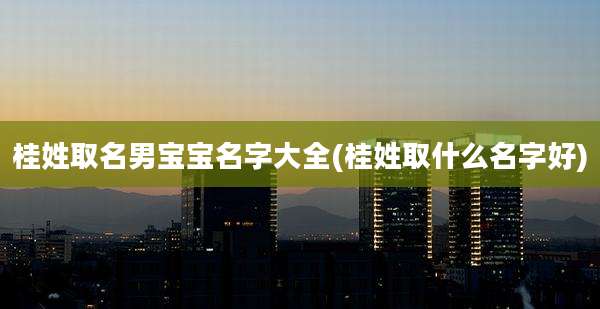桂姓取名男宝宝名字大全(桂姓取什么名字好)