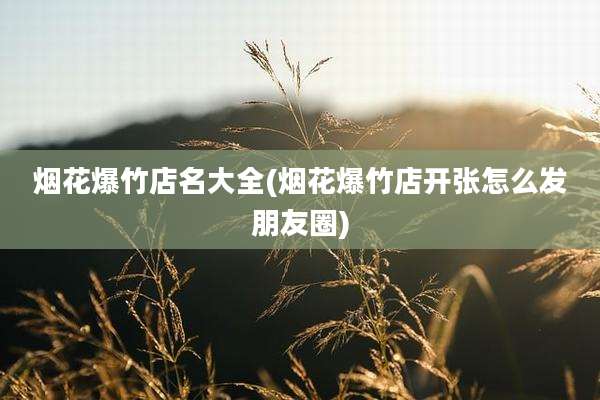 烟花爆竹店名大全(烟花爆竹店开张怎么发朋友圈)