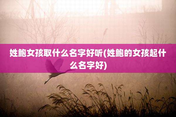 姓鲍女孩取什么名字好听(姓鲍的女孩起什么名字好)