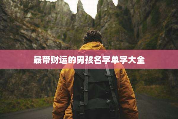 最带财运的男孩名字单字大全