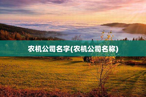 农机公司名字(农机公司名称)