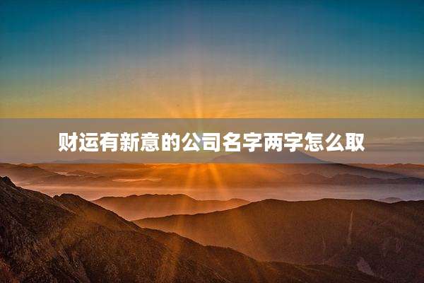 财运有新意的公司名字两字怎么取